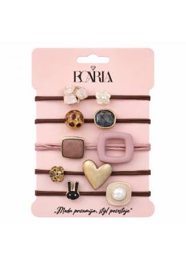 Sada 5 hnedých gumičiek do vlasov