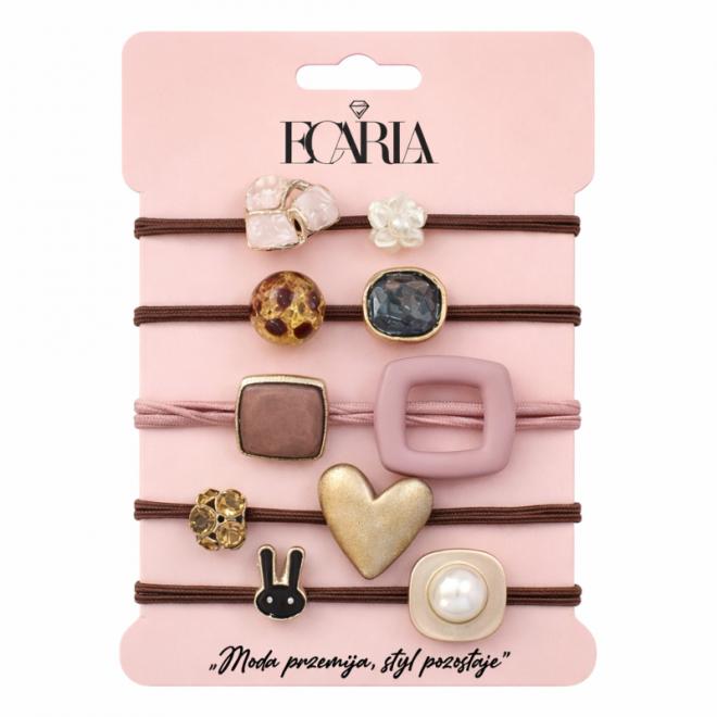 Sada 5 hnedých gumičiek do vlasov