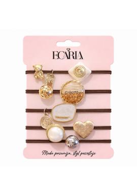 Sada 5 hnedých gumičiek do vlasov