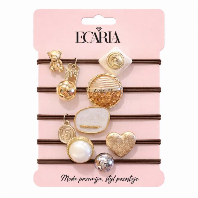 Sada 5 hnedých gumičiek do vlasov