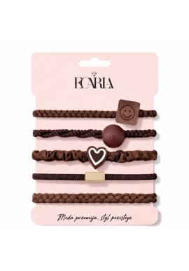 Sada 5 hnedých gumičiek do vlasov
