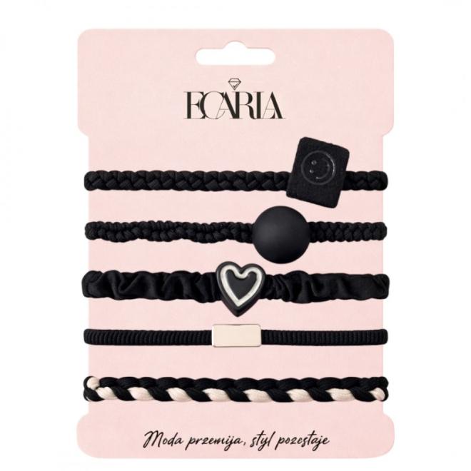 Sada 5 čiernych gumičiek do vlasov