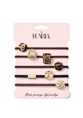 Sada 5 hnedých gumičiek do vlasov