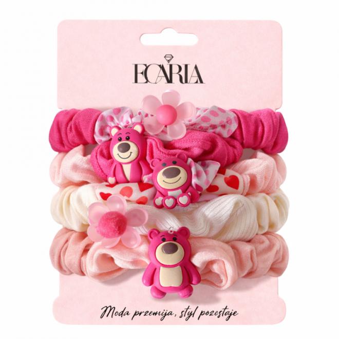 Sada 5 ružových gumičiek do vlasov