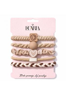 Sada 5 béžových gumičiek do vlasov