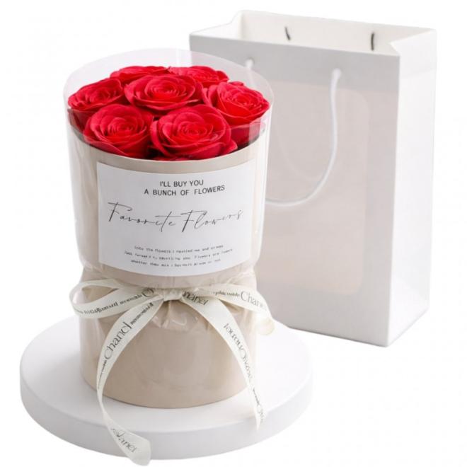 Krabička voňavých červených mydlových kvetov