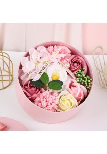 Darčekový box voňavých ružových mydlových kvetov