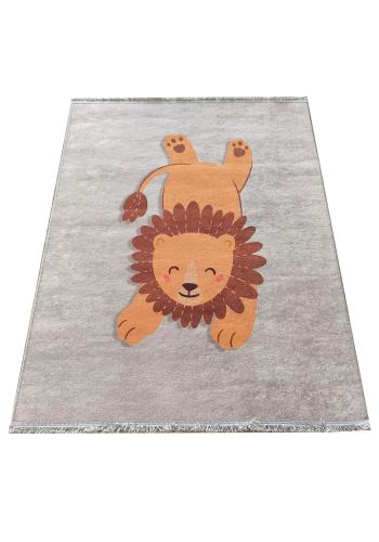 Detský sivý koberec s levom