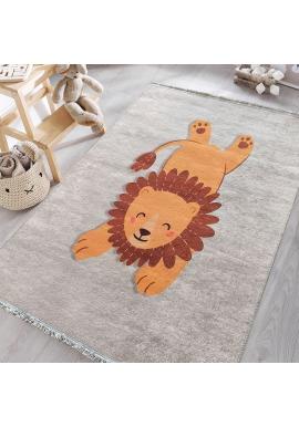 Detský sivý koberec s levom