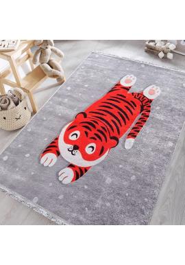 Sivý detský koberec s motívom tigra
