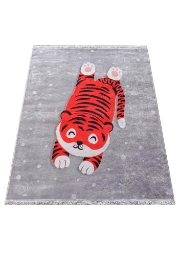 Sivý detský koberec s motívom tigra