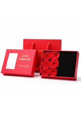 Krabička 6 červených voňavých mydlových ruží