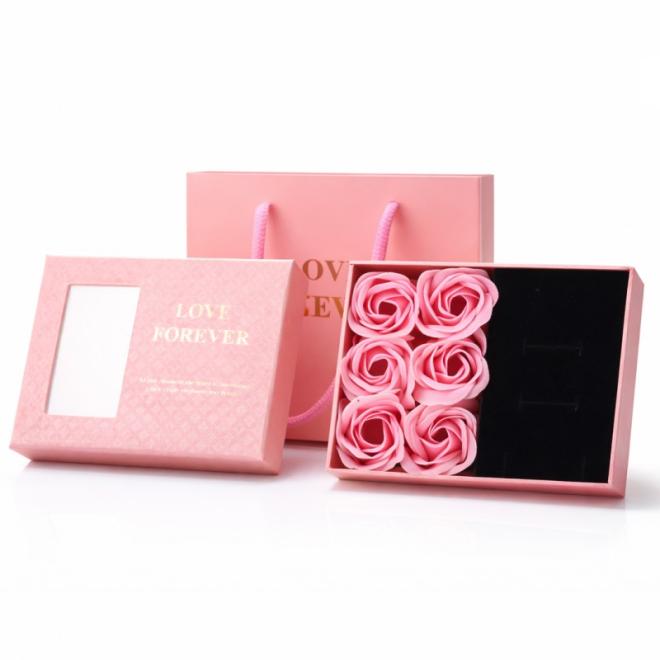 Ružová krabička 6 voňavých mydlových ruží