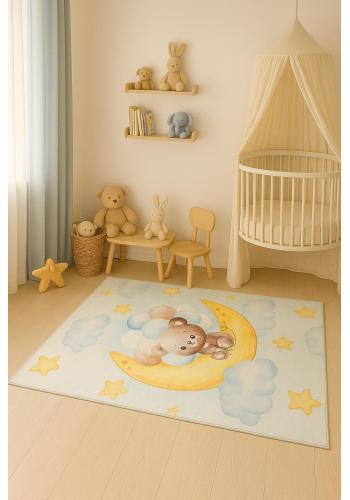 Detský koberec s medveďom na mesiaci