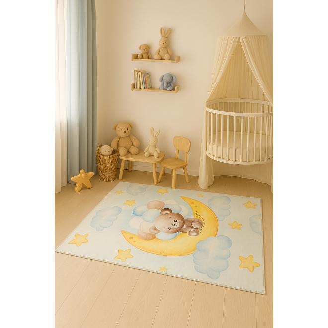 Detský koberec s medveďom na mesiaci