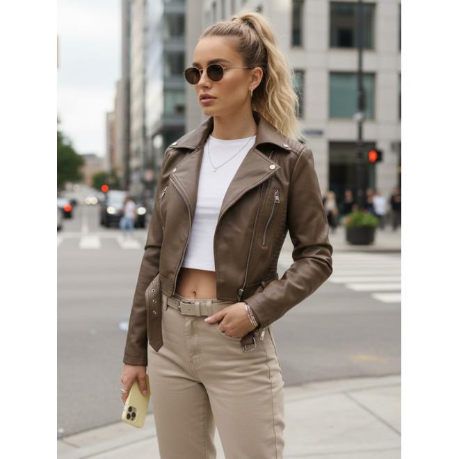 Svetlohnedá kožená dámska bunda TY5536