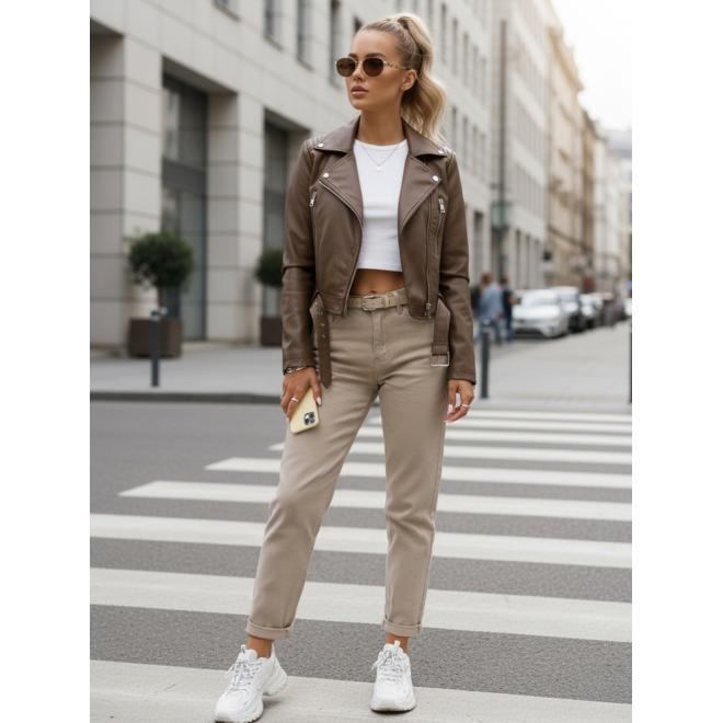 Svetlohnedá kožená dámska bunda TY5536