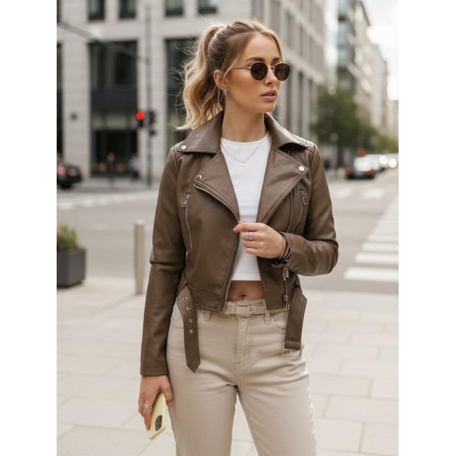 Svetlohnedá kožená dámska bunda TY5536