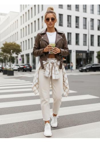 Dámska hnedá kožená bunda TY5537