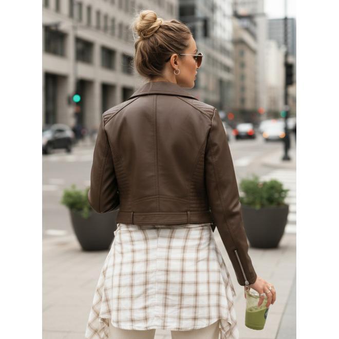 Dámska hnedá kožená bunda TY5537