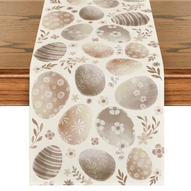 Ľanový veľkonočný behúň na stôl - 180 x 33 cm