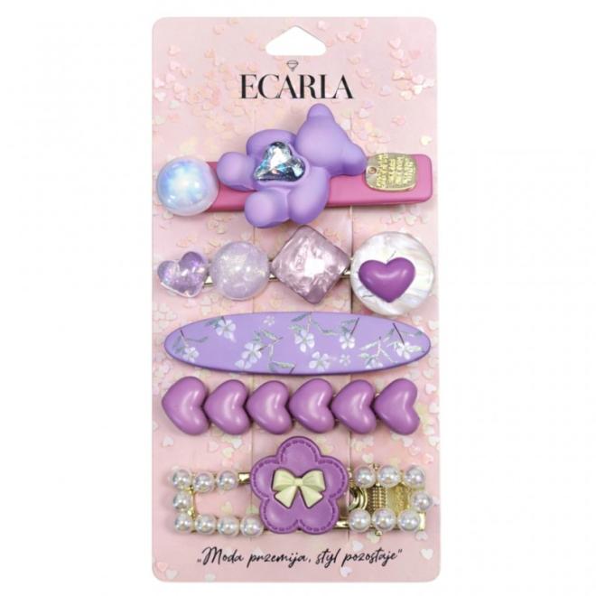 Sada detských fialových sponiek do vlasov 5v1