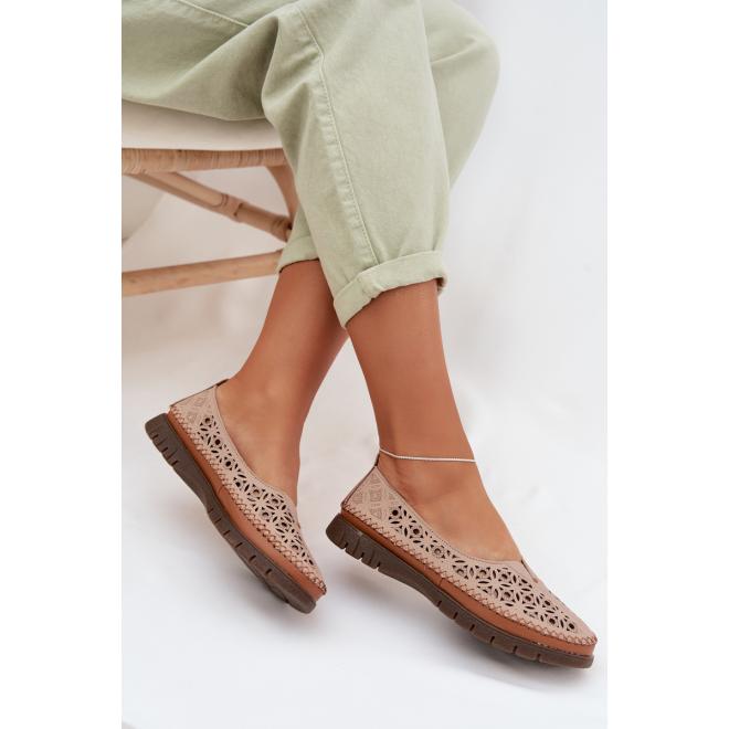 Ažúrové dámske ružové balerínky