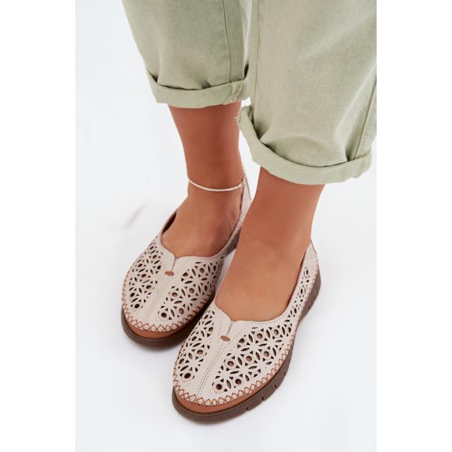 Sivé ažúrové dámske balerínky