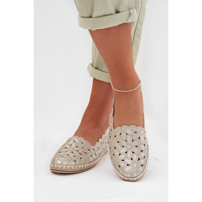 Dámske zlaté kvetované balerínky