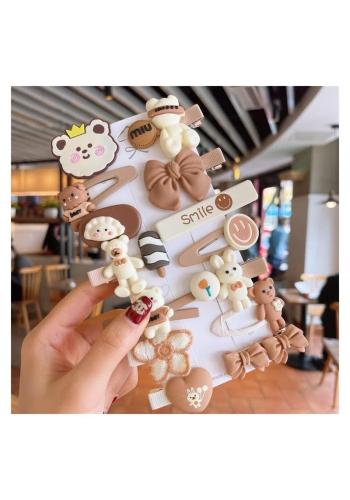 Sada 14 béžových sponiek do vlasov