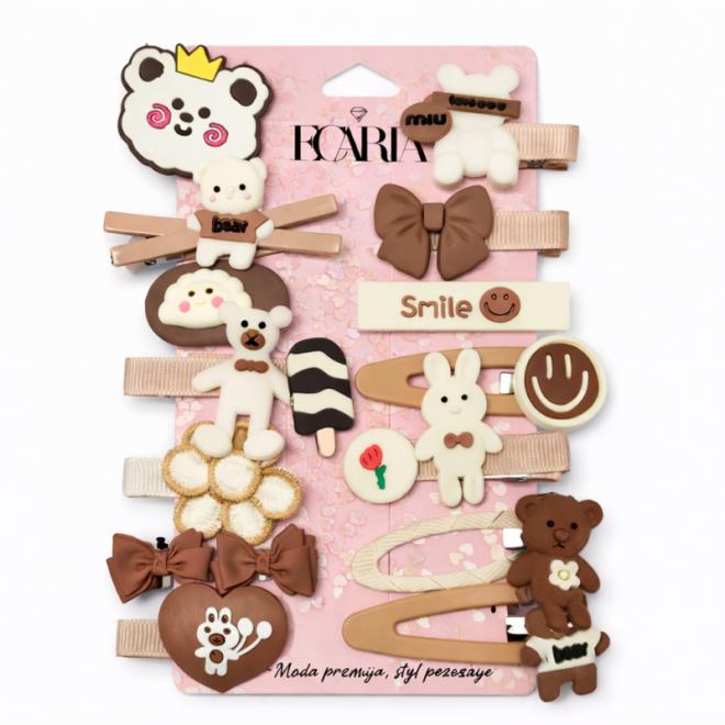 Sada 14 béžových sponiek do vlasov