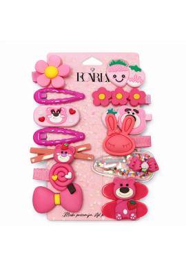 Sada 14 ružových sponiek do vlasov