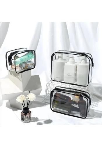 Sada 3 priehľadných kozmetických tašiek