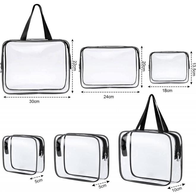 Sada 3 priehľadných kozmetických tašiek