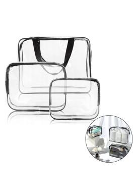 Sada 3 priehľadných kozmetických tašiek