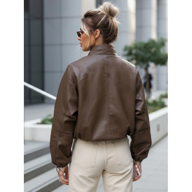 Kožená hnedá dámska bomber bunda TY5596