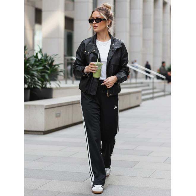 Čierna kožená bunda s vysokým golierom TY5651