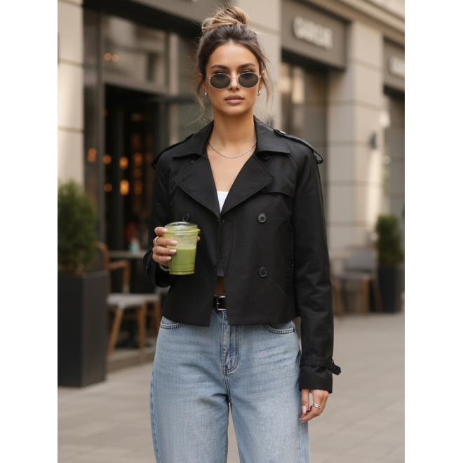 Čierny krátky dámsky trenčkot NY0770