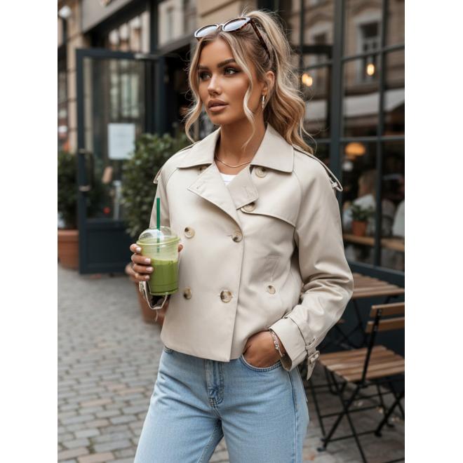 Dámsky krátky svetlobéžový trenčkot NY0772