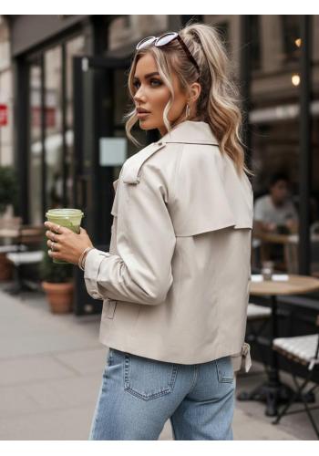 Dámsky krátky svetlobéžový trenčkot NY0772