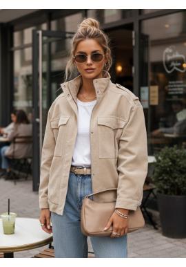 Semišová béžová bomber bunda TY5653