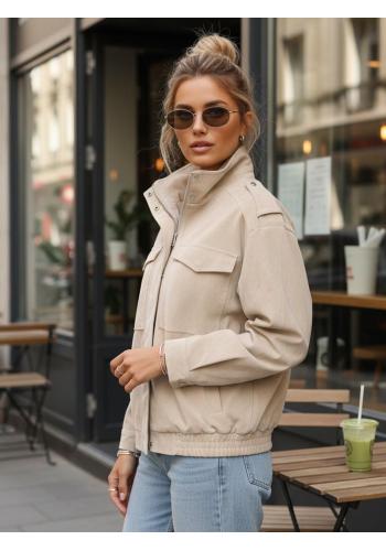 Semišová béžová bomber bunda TY5653