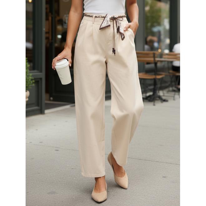 Bavlnené béžové dámske nohavice UY2900