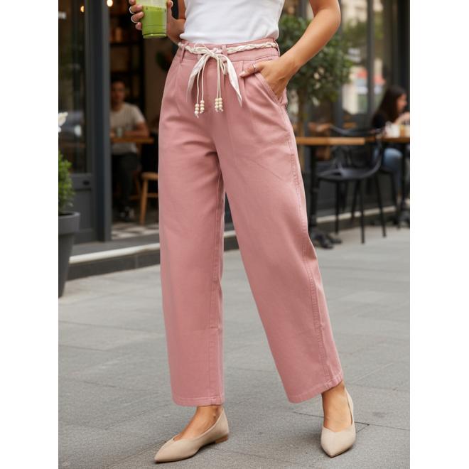 Ružové bavlnené dámske nohavice UY2904