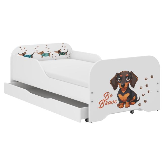 Detská posteľ MIKI so šuflíkom - 160x80 ODVÁŽNY JAZVEČÍK