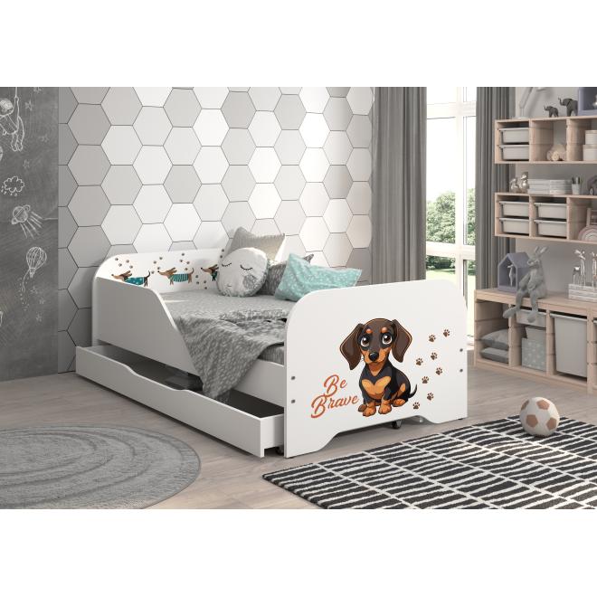 Detská posteľ MIKI so šuflíkom - 160x80 ODVÁŽNY JAZVEČÍK