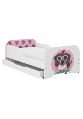 Detská posteľ MIKI so šuflíkom - 160x80 RUŽOVÝ JAZVEČÍK