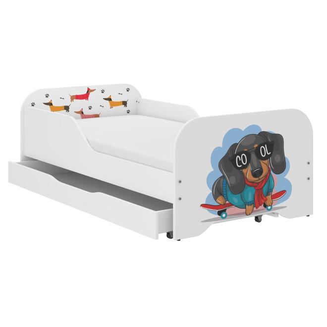 Detská posteľ MIKI so šuflíkom - 160x80 SKATE DOG