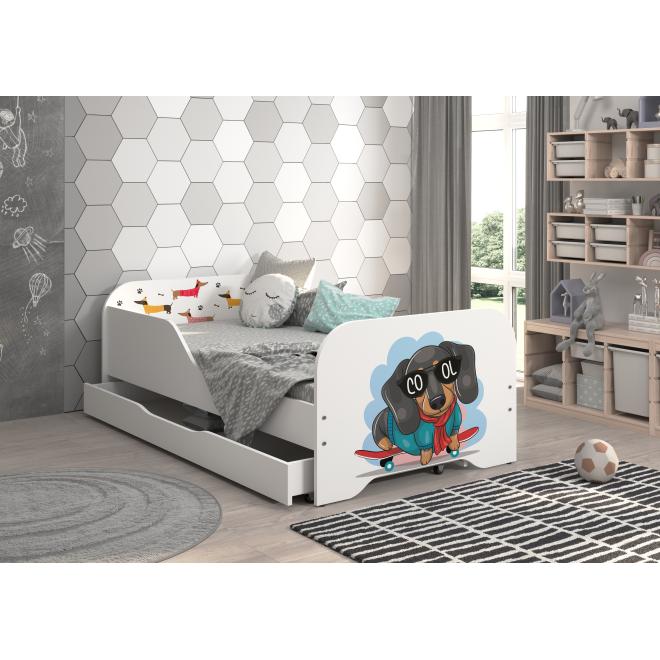 Detská posteľ MIKI so šuflíkom - 160x80 SKATE DOG