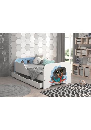 Detská posteľ MIKI so šuflíkom - 160x80 JAZVEČÍK NA SKATEBOARDE